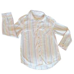 Cat & Jack White and Rainbow Striped Button Down Shirt
